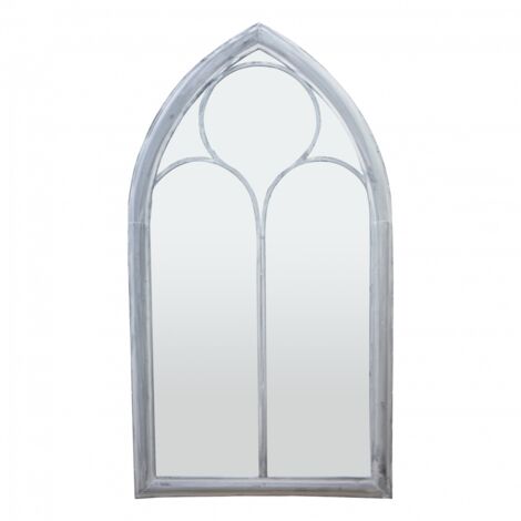 Miroir fenêtre église - L 4,6 cm x l 61 cm x H 112 cm - Livraison gratuite - Gris