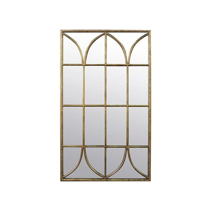 Miroir fenêtre en métal doré 65x110cm