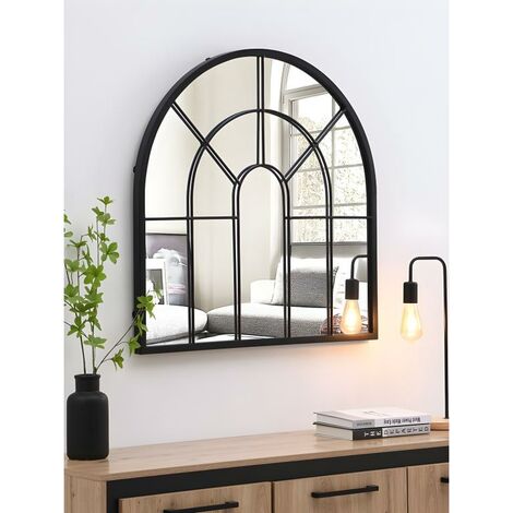 Miroir fenêtre en métal - H. 80 x L. 80 cm - Noir - LOYA - Noir