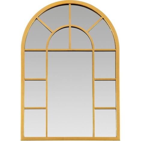 Miroir fenêtre mural métal doré style vintage élégant - doré vieilli élégant