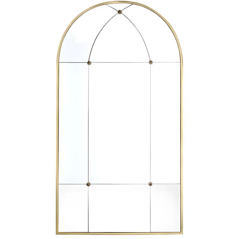 Vente-unique - Miroir fenêtre vintage en métal - l. 80 x h. 150 cm -Doré antique - palmyre