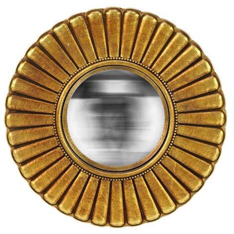 Miroir fleur convexe doré 20cm