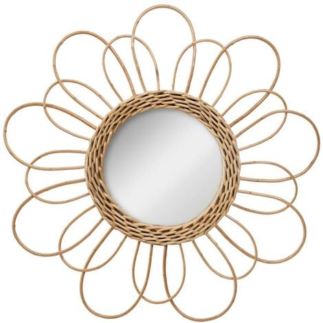 Miroir Fleur rotin D38cm - Atmosphera créateur d'intérieur