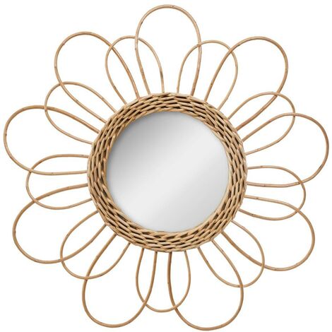Miroir Fleur rotin D38cm - Atmosphera créateur d'intérieur - Beige