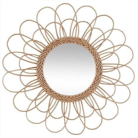 Miroir Fleur rotin D56cm - Atmosphera créateur d'intérieur