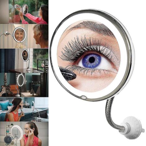 Miroir Flexible Ventouse Grossissant 10x avec Éclairage Doux