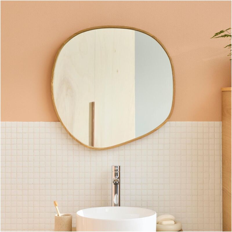 Mob-in - Miroir galet chêne leonie 60x60cm