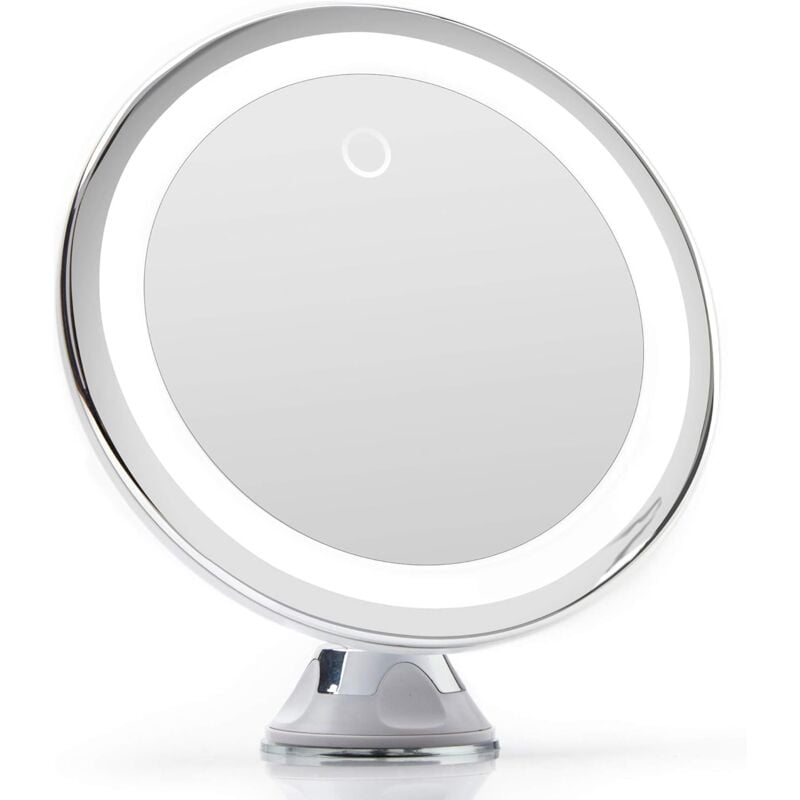 Miroir Grossissant 10x Lumineux led avec Forte Ventouse, usb ou Batterie - Miroir Maquillage avec Lumière Naturelle Dimmable pour Les Salles de Bain,