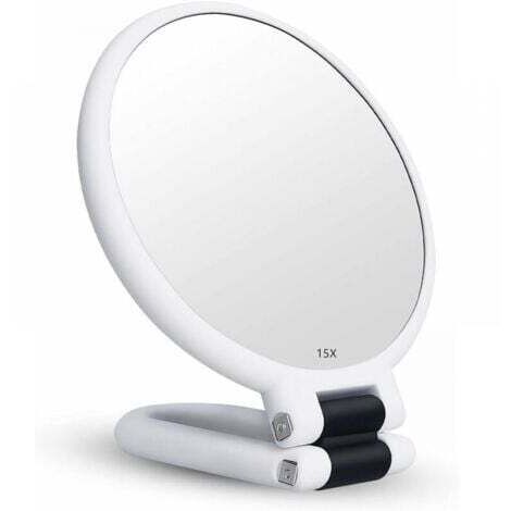 Miroir grossissant 15x miroir pliant double face avec poignée, miroir de maquillage de poche miroir teinté miroir pliant de coiffeur adapté à divers détails de maquillage