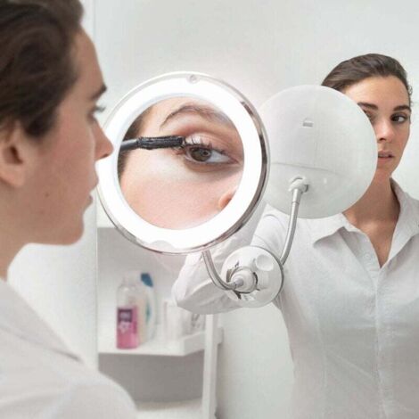 Miroir grossissant a led avec bras flexible et ventouse mizoom innovagoods