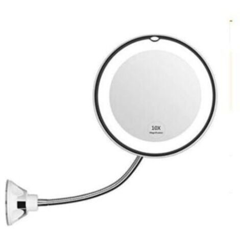 Miroir grossissant Flexible avec lumière LED grossissement 10x. forte ventouse. éclairage miroir de vanité. miroir de maquillage