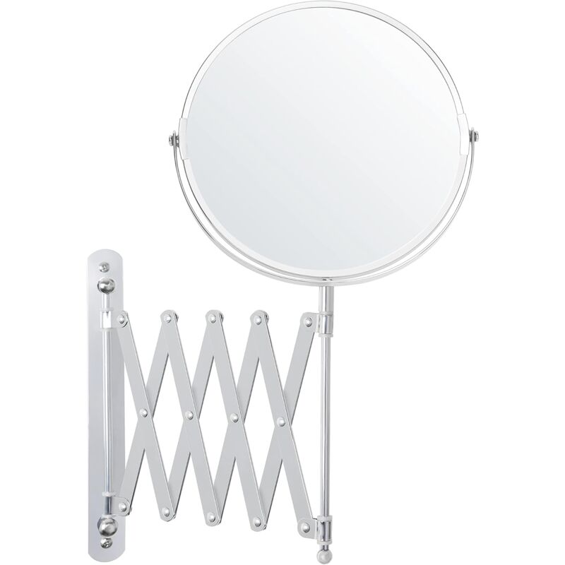 Miroir Grossissant Mural Extensible et Pivotant à 360° - Grossissement x3 - 22 x 21,7 cm - Mirroir Murales Salle de Bain Double Face en Acier