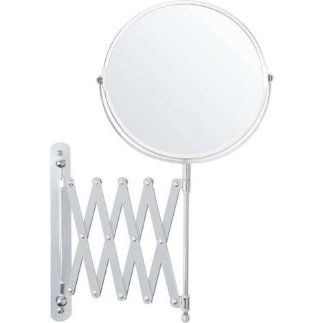 Miroir grossissant mural extensible et pivotant 360° x3 double face acier inoxydable 22 x 21,7 cm Ortviai