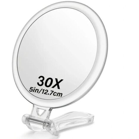Miroir Grossissant x 30 Double Face Miroir Pliable avec Poignée, Miroir de Maquillage à Main de Coiffeurs Miroir Pliant pour Divers Détails