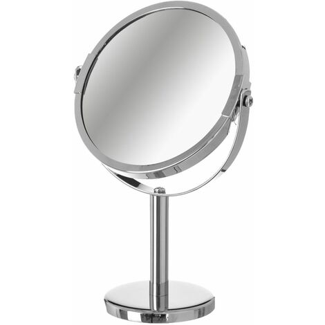Miroir grossissant (x2) double face en métal argenté
