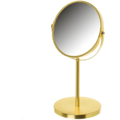 Miroir Grossissant (x2) Double Face en Métal Doré