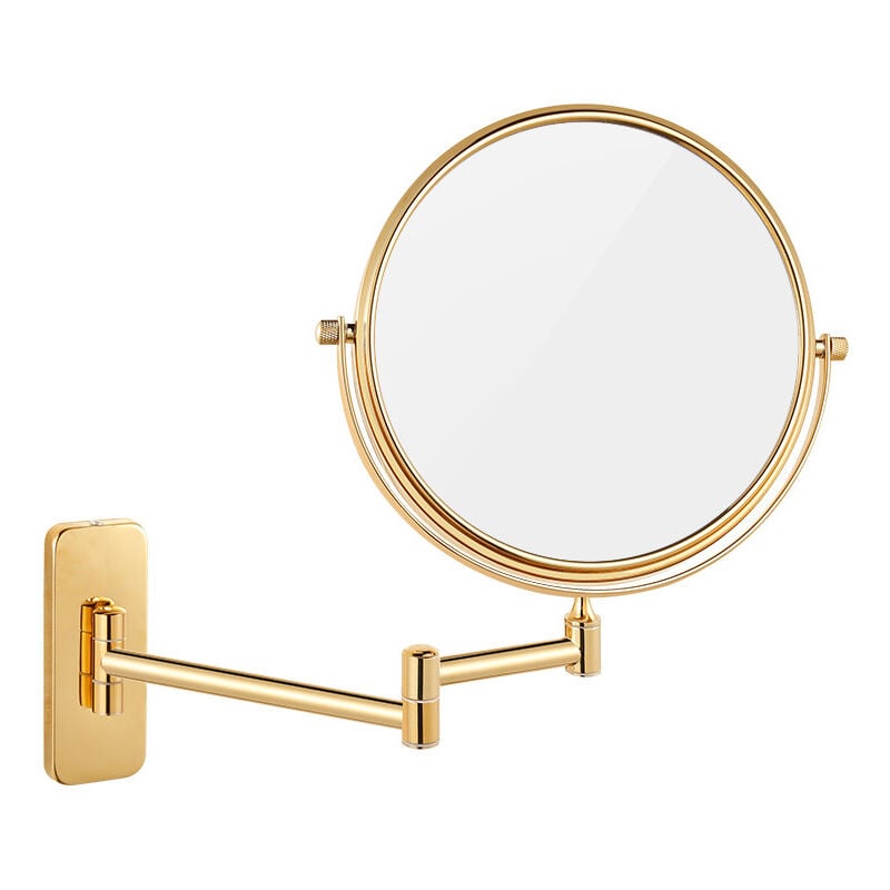 Tonchean - Miroir grossissant,Miroir Grossissant x10 Mural Rond Salle de Bain Miroir de Maquillage Mural Doré Miroir à Raser avec Bras Flexible