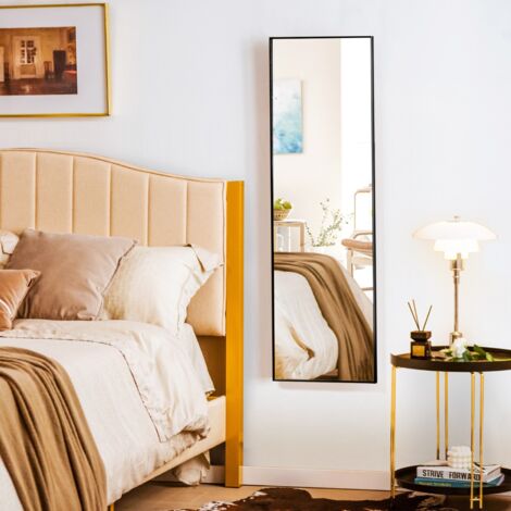 Miroir HD Psyché Mural H120xL37 cm Cadre Noir Aluminium CW91325
