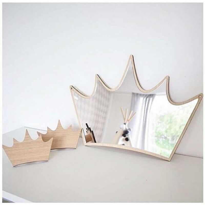 Miroir incassable en acrylique et en bois - décoration idéale pour une chambre d’enfant-Couronne-Fei Yu