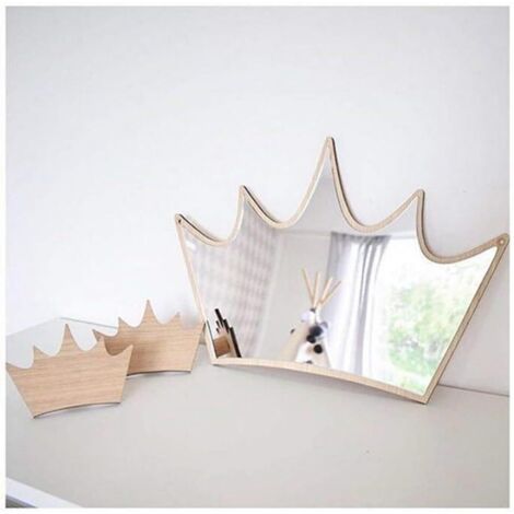 Miroir incassable en acrylique et en bois - décoration idéale pour une chambre d’enfant-Couronne-Fei Yu