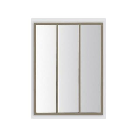 Miroir industriel 3 bandes métal gris usé 90x120cm