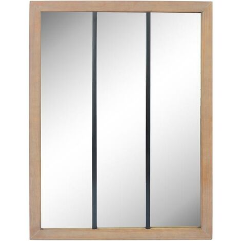 Miroir industriel bois et métal 85x113cm