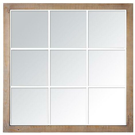 Miroir industriel carré effet fenêtre 9 vues 100x100cm