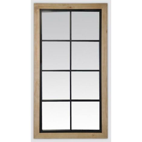 Miroir industriel en bois et métal 65x123cm