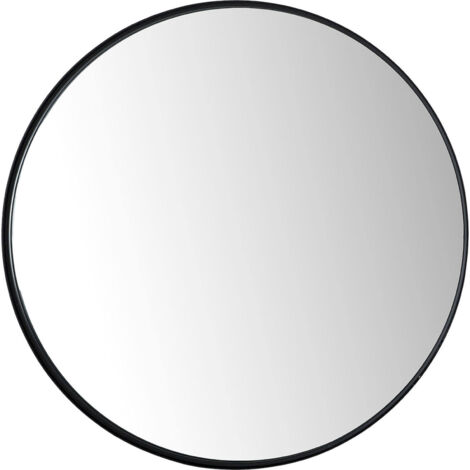 Miroir industriel en fer noir et bois style loft contemporain - Noir mat et bois naturel