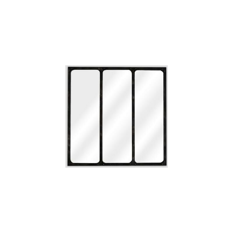 Miroir industriel métal noir 70x70cm