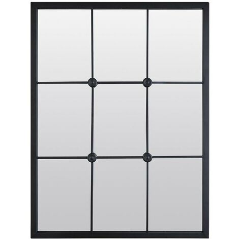 Miroir industriel noir avec cabochons 80x60cm