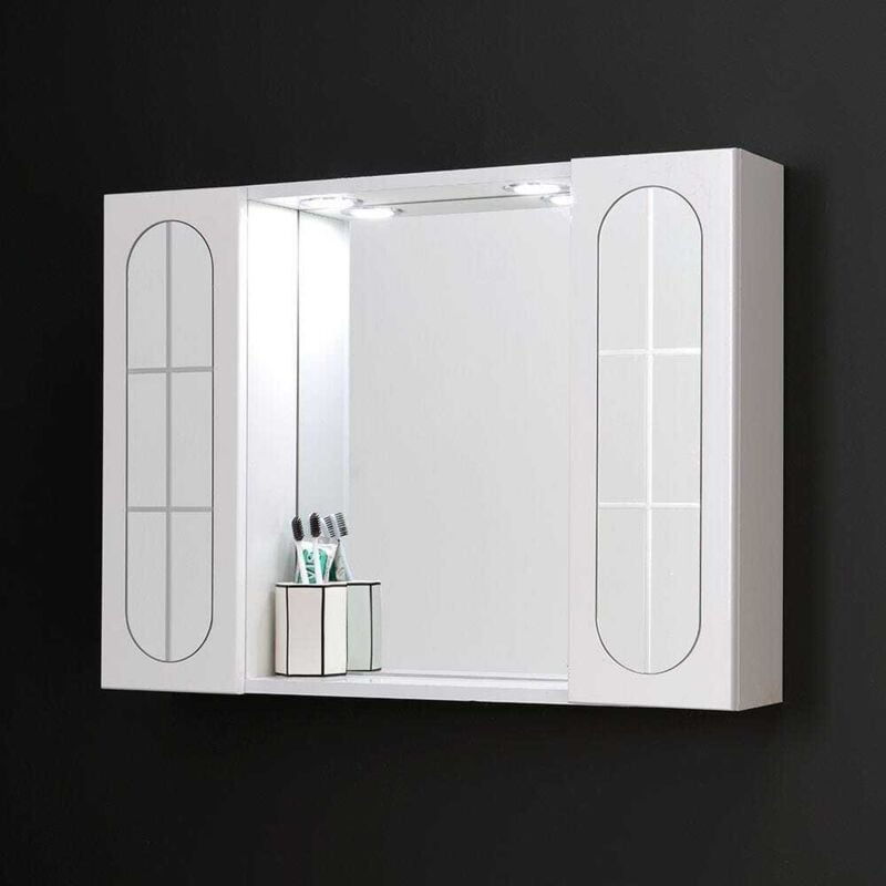 Kiamami Valentina - Miroir Inglesina De 77Cm Avec Deux Portes Et Spots à Led Intégrés
