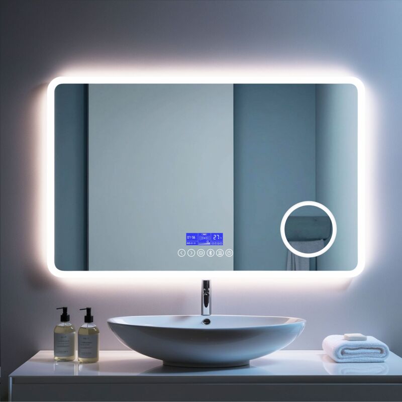 Saniland - Miroir Intelligent de Salle de Bain avec Éclairage led et Haut-Parleurs Bluetooth, Dimensions 160x80