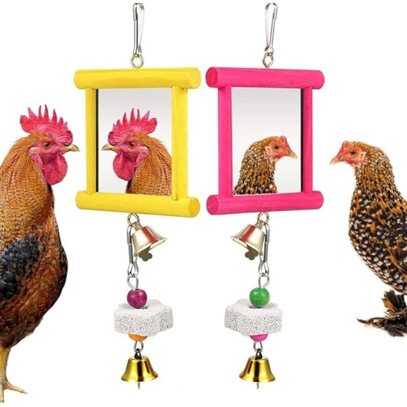 Miroir de Jeu Anti-Ennui Sécurisé pour Poules, Divertissement Multifonction pour Poulailler Extérieur