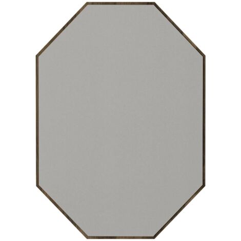 Miroir Juge, Forme Octogonale, Structure en Bois Nobilé, 2x70h cm, Noyer Brun