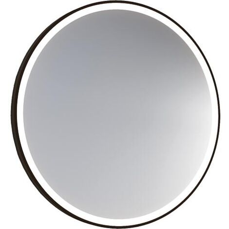 Miroir LED Aulielva avec interrupteurs tactiles, avec cadres noirs, front/backlight, Ø 500mm