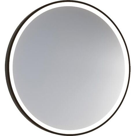 Miroir LED Aulielva avec Interrupteurs tactiles, avec Cadres noirs, front/backlight, Ø 800mm