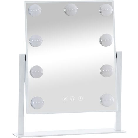 Miroir Led de Maquillage Majuro avec lumière réglable et écran tactile blanc