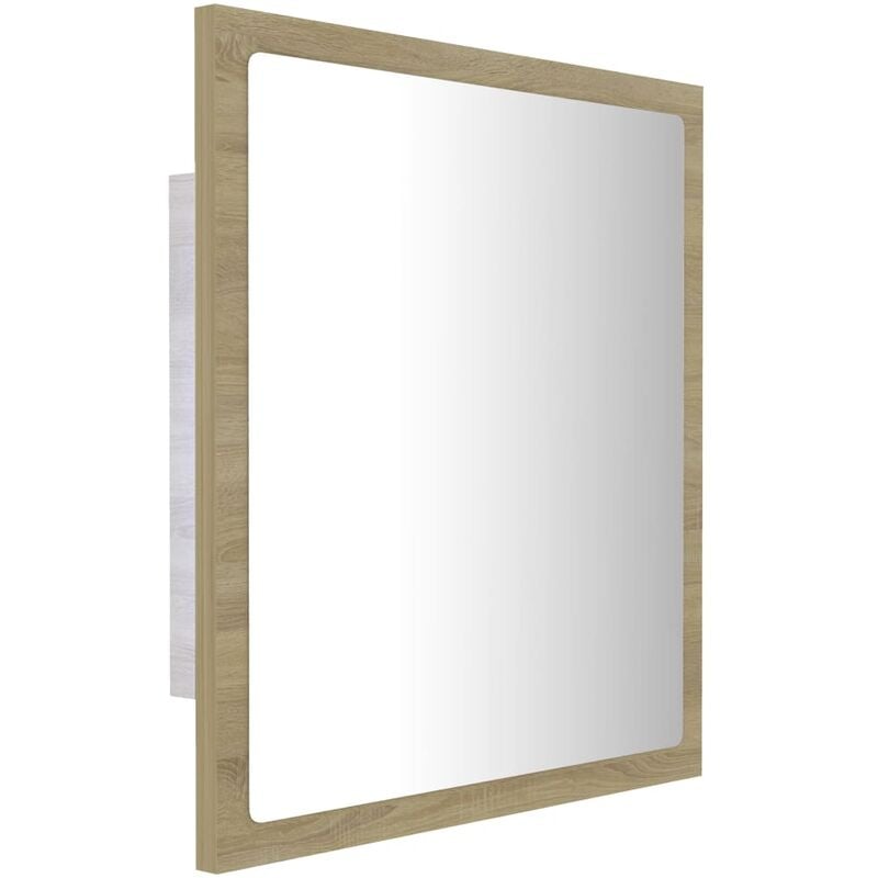 Helloshop26 - Miroir led de salle de bain 40 x 8,5 x 37 cm acrylique chêne