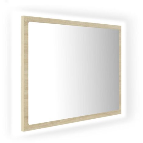 Miroir LED de salle de bain Chêne sonoma 60x8,5x37 cm Acrylique CFW686222