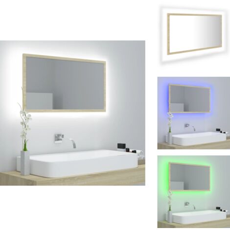 Miroir LED de salle de bain Chêne sonoma 80x8,5x37 cm Acrylique - Miroir Led - Miroir Salle De Bain - Meuble Salle De Bain - Éclairage Salle De Bain - Décoration Salle De Bain