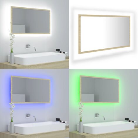 Miroir LED de salle de bain Chêne sonoma 80x8,5x37 cm Acrylique - Miroir Led - Miroir Salle De Bain - Meuble Salle De Bain - Éclairage Salle De Bain - Décoration Salle De Bain - Home & Living