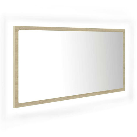 Miroir LED de salle de bain Chêne sonoma 90x8,5x37