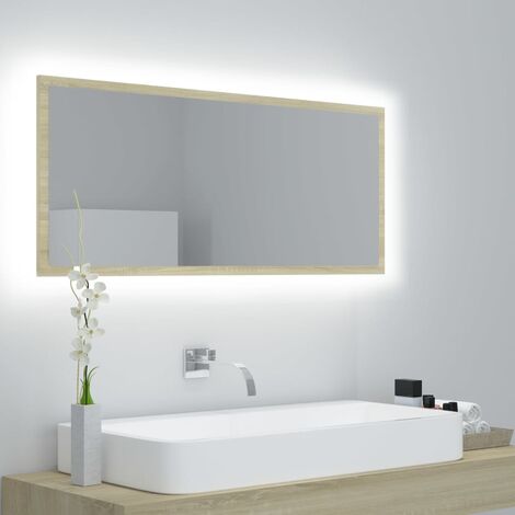 Miroir LED de salle de bain Miroir à LED de luxe Chêne sonoma 100x8,5x37cm Acrylique -38114