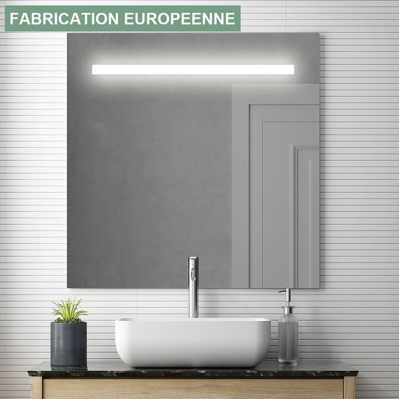 Miroir éclairage led de salle de bain stam avec interrupteur tactile - 70x80cm