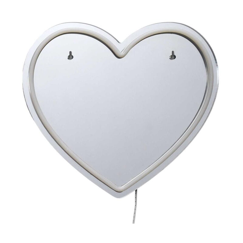 Paris Prix - Miroir led Effet Néon 'Cœur' 30cm Rouge