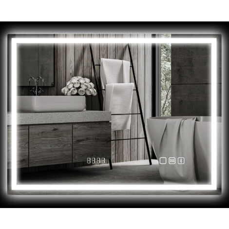 Miroir LED Haut-parleur Bluetooth 80 x 60 cm LALY argenté