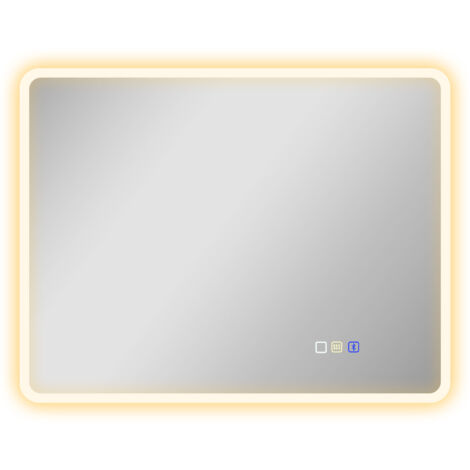 Miroir LED Haut-parleur Bluetooth 90 x 70 cm ILAN argenté