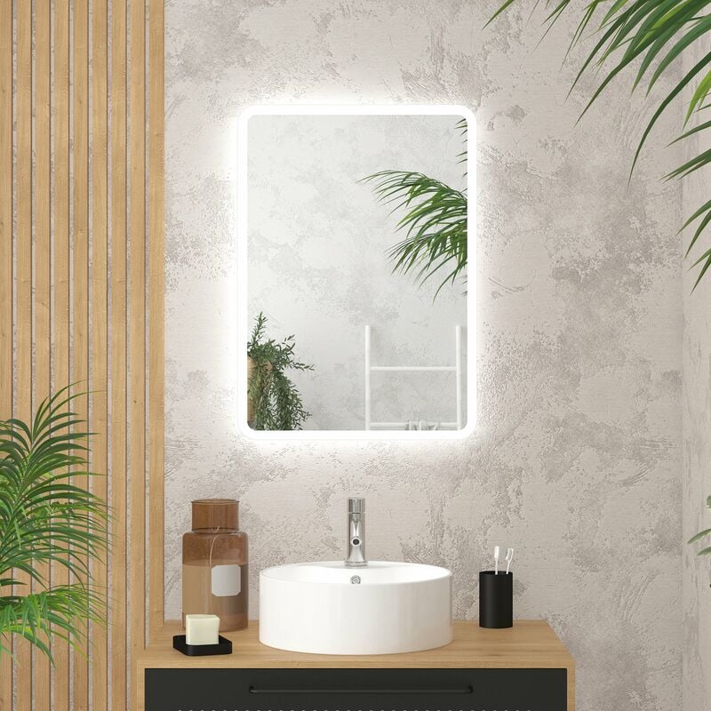 Aurlane - Miroir salle de bain avec eclairage led - 50x70cm - go led