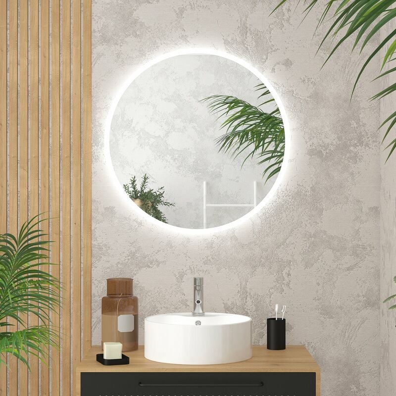 Miroir salle de bain rond avec eclairage led - Diamètre 70cm - go led